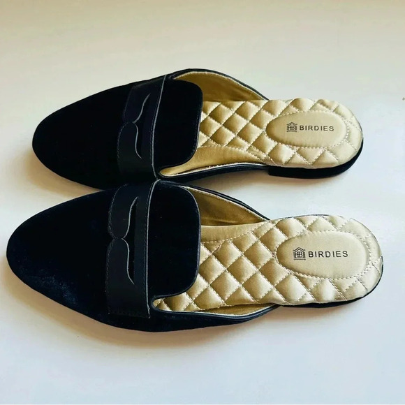 Birdies Navy The Phoebe Velvet Mule Slides - Picture 4 of 8